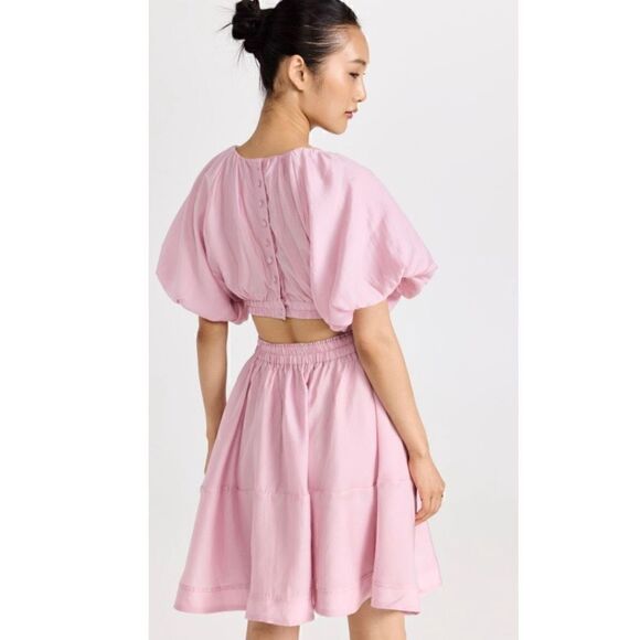 NWT o.p.t. One Pretty Thing Ida Dress Puff Sleeve Pink Wedding $159 Size Large - Picture 5 of 7
